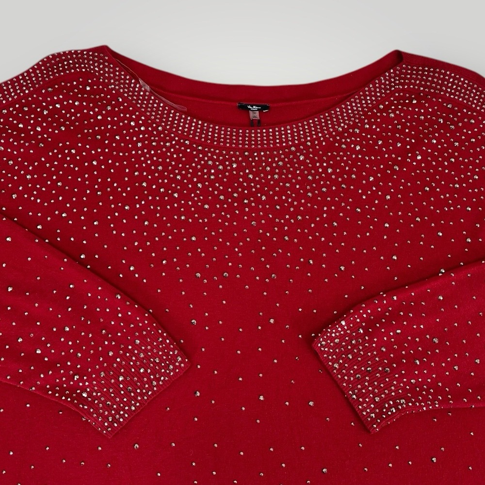 NEW Vila Milano‎ Pullover Sweater Red Embellished Boat Neck Knit Size 3XL NWT